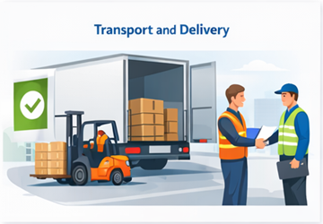 Laden, transport en bevestiging van succesvolle levering van de lading