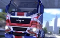 Wegtransport vrachtwagen met Britse vlag